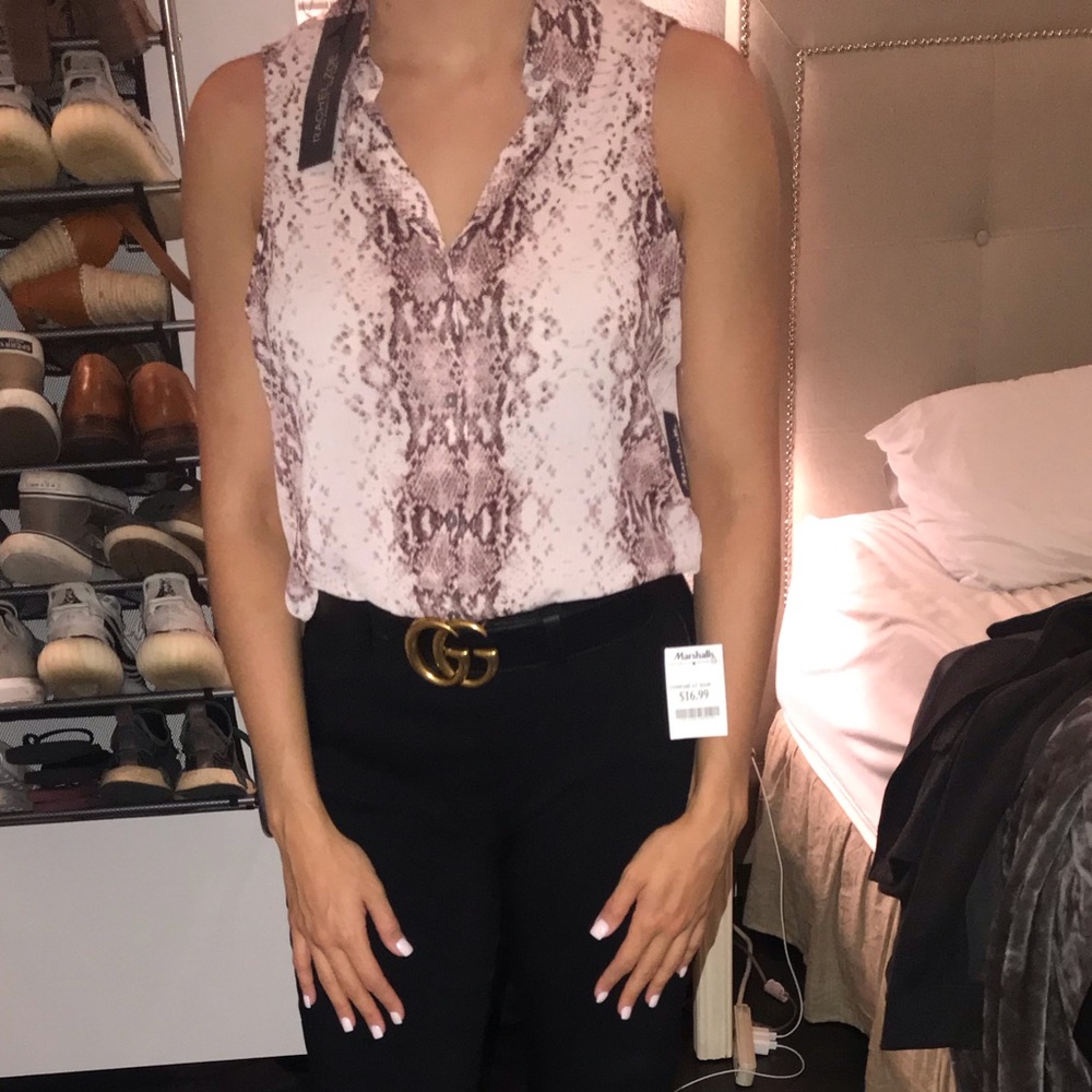 Snakeskin, button down, collard blouse